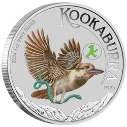 Kookaburra kolorowana 1 uncja Srebra 2024 (World Money Fair)