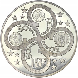 Francja: Europa - 1 rocznica "Euro" 1000 gramów Srebra 2003 Proof