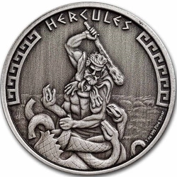 Niue: Heroes of Greek Mythology - Hercules 1 uncja Srebra 2023 Antiqued Coin