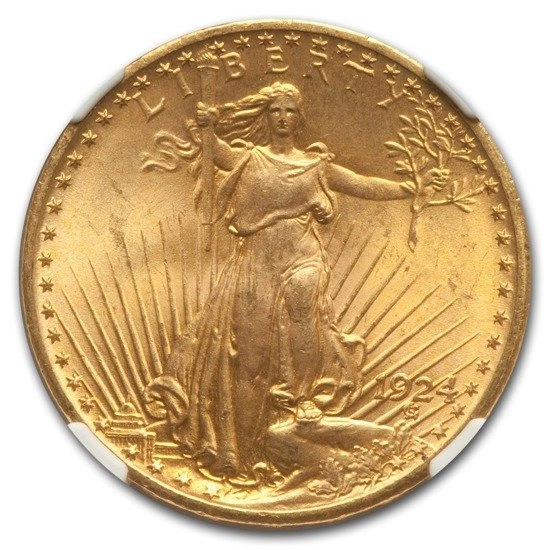 Saint-Gaudens Gold Double Eagle 20 Dollar 1924 NGC MS66