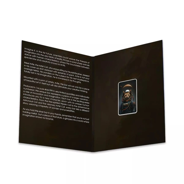 Sztabka The Holy Land Mint - Human Cats - Cosmo kolorowana 1 uncja Srebra 2025