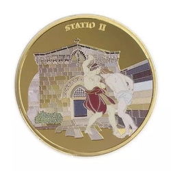 Zestaw 14 monet: Via Dolorosa kolorowany, pozłacany Brąz 2016 Prooflike