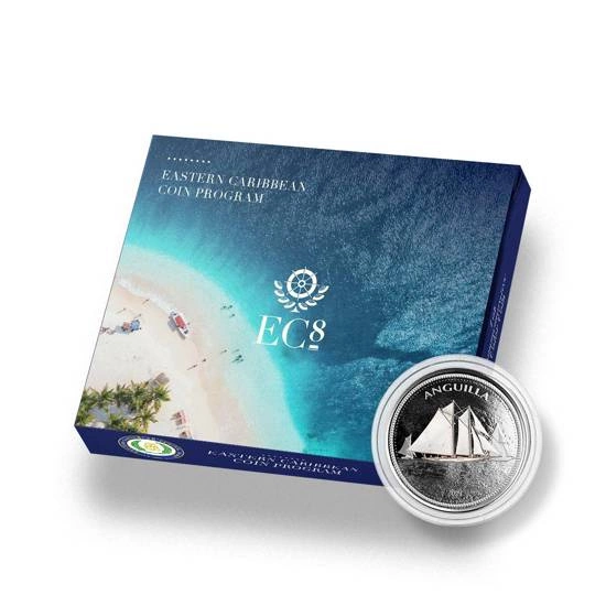 Anguilla: Regaty żeglarskie kolorowane 1 uncja Srebra 2021 Proof