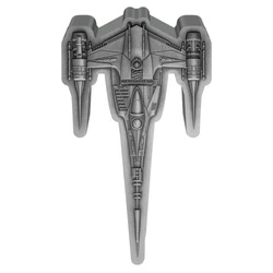 Niue: Star Wars The Mandalorian - The Mandalorian's N-1 Starfighter 3 uncje Srebra 2023 Antiqued Shaped Coin