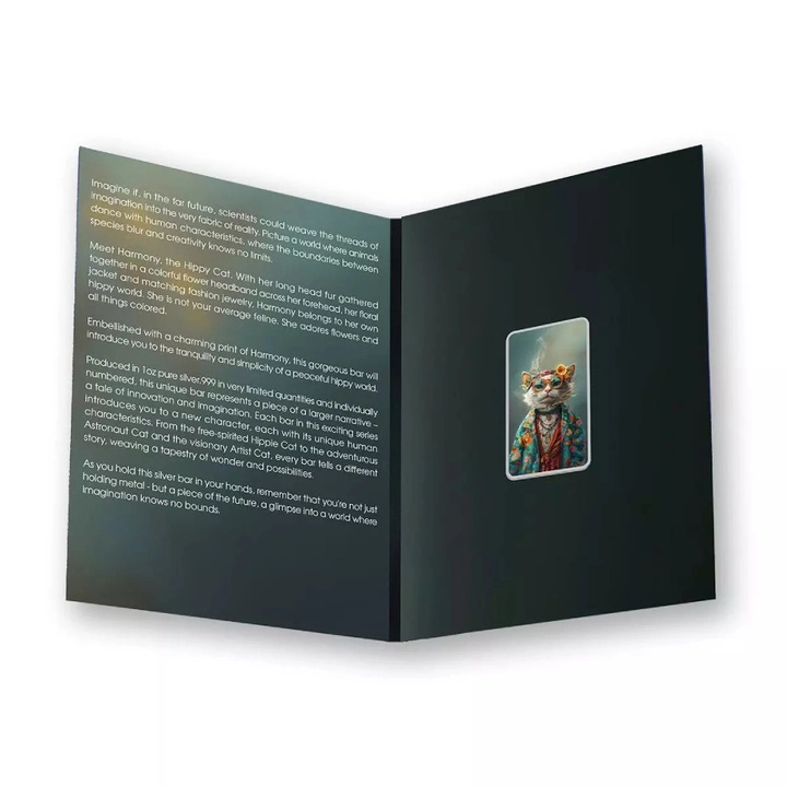 Sztabka The Holy Land Mint - Human Cats - Harmony kolorowana 1 uncja Srebra 2025