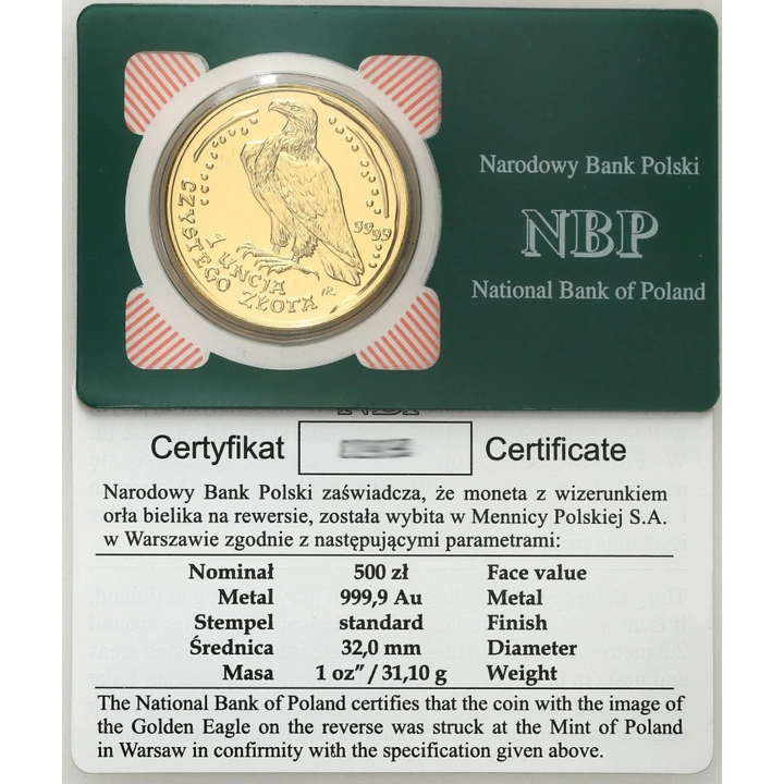 Narodowy Bank Polski: Orzeł Bielik 1 uncja Złota 2015