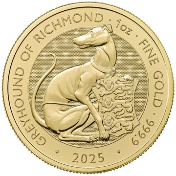 The Royal Tudor Beasts: The Greyhound of Richmond 1 uncja Złota 2025