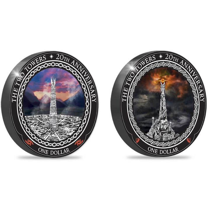 Zestaw 2 monet The Lord of the Rings: The Two Towers - 20. rocznica filmu kolorowany Miedzionikiel 2022