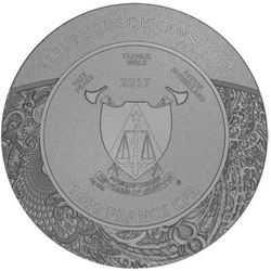 Cameroon: Carved Skull Bones 1 uncja Srebra 2017 Antiqued Coin (bez opakowania)