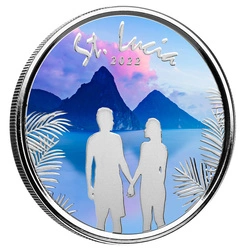 St. Lucia Couple kolorowany 1 uncja Srebra 2022 Proof
