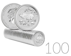 Lunar II: Rok Świni 1 uncja Srebra 2019 PAKIET 100 SZTUK