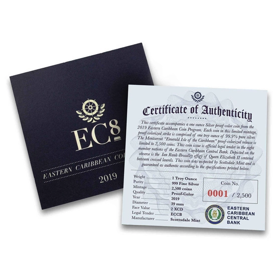 Montserrat: Emerald Isle of the Caribbean kolorowany 1 uncja Srebra 2019 Proof