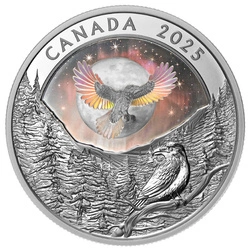 Canada: Moon Sky - Raven kolorowany $20 Srebro 2025 Proof Hologram 