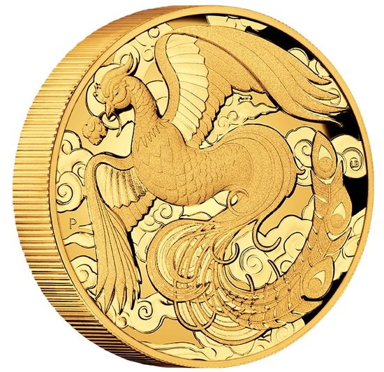 Chinese Myths and Legends: Phoenix 2 uncje Złota 2022 Proof High Relief