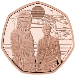 Star Wars: Han Solo and Chewbacca 50p Złoto 2023 Proof 