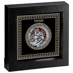 Niue: Temida kolorowana $2 Srebro 2022 Black Proof Antiqued Coin