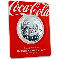 Fiji: Fiji Coca-Cola Santa 1 uncja Srebra 2019 Holiday Coin Slab