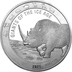 Ghana: Giants of the Ice Age - Nosorożec Włochaty 1000 gramów Srebra 2021