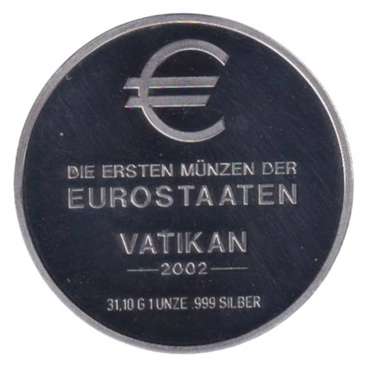 Moneta Die Ersten Munzen Der Eurostaaten Vatikan 1 Uncja Srebra 2002
