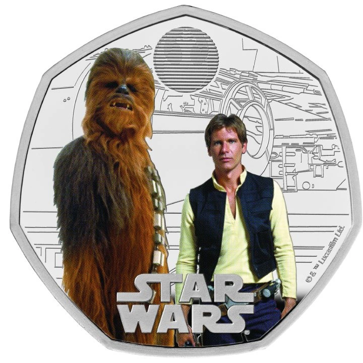 Star Wars: Han Solo and Chewbacca kolorowany 50p Srebro 2023 Proof