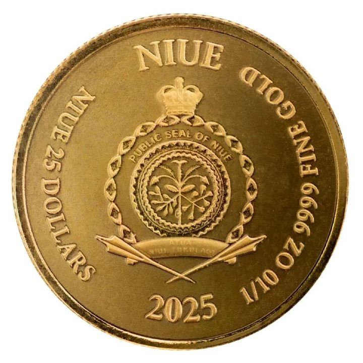 Niue: Lady Justice 1/10 uncji Złota 2025