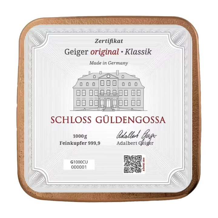 Gaiger Edelmetalle: Sztabka 1000 gramów Miedzi