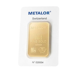 Metalor: Sztabka 100 gramów Złota