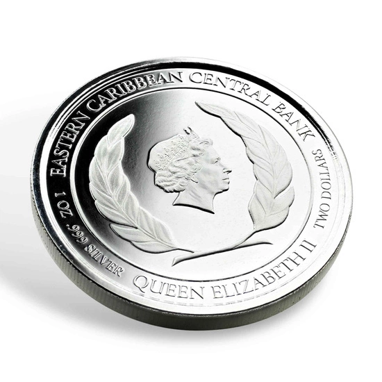 St. Lucia: Flamingo kolorowany 1 oz Silver 2019 Proof