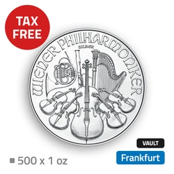 Wiedeński Filharmonik 500 uncji Srebra - przechowywane w bezcłowym magazynie we Frankfurcie (Loomis) 