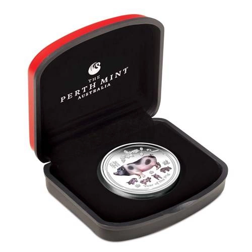 Lunar II: Rok Świni kolorowany 1 uncja Srebra 2019 Proof