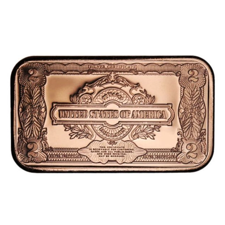 Sztabka $2 US Thomas Jefferson Banknote 1 uncja Miedzi