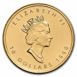 Kanadyjski Liść Klonowy 1/4 uncji Złota 1990