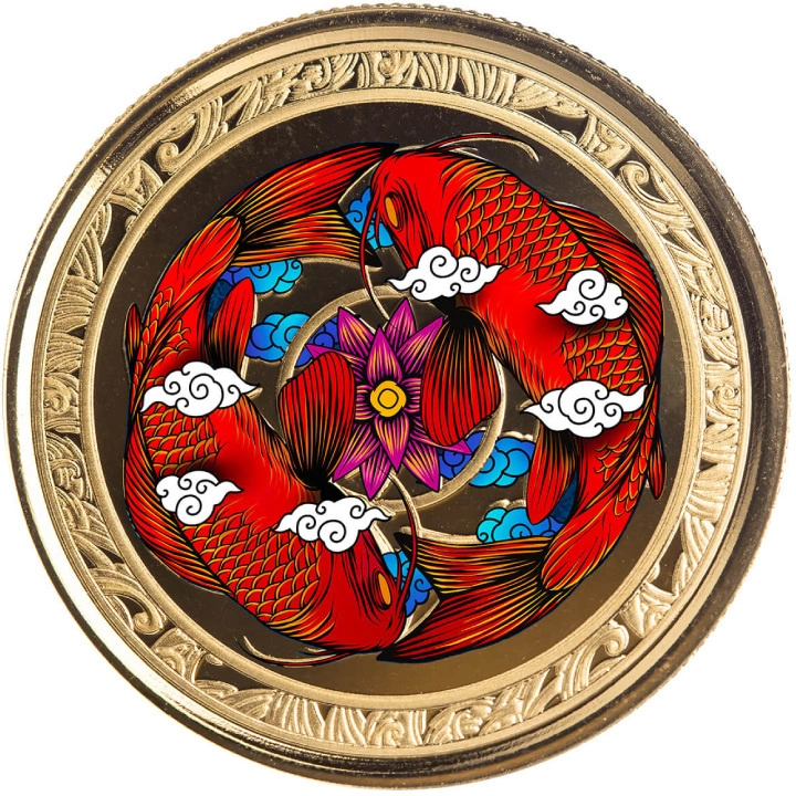 Fiji: Koi Fish kolorowany 1 uncja Złota 2023 Proof