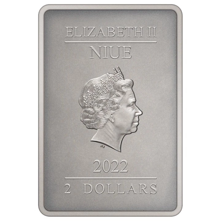 Niue: Star Wars The Mandalorian - The Mandalorian kolorowany 1 uncja Srebra 2022 Antiqued Finish