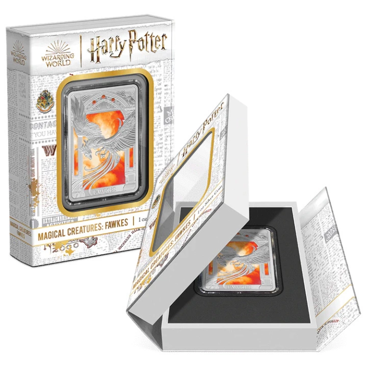 Niue: Harry Potter - Magical Creatures 'Fawkes' kolorowany 1 uncja Srebra 2023 Proof