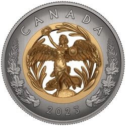 Canada: Allegory of Peace pozłacany $50 Srebro 2023 Antiqued Coin