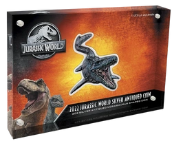 Niue: Jurassic World - Mosasaurus kolorowany 2 uncje Srebra 2022 Antiqued Coin