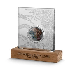 Malta: Golden Eagle 2 uncje Srebra 2024 High Relief Antiqued Coin