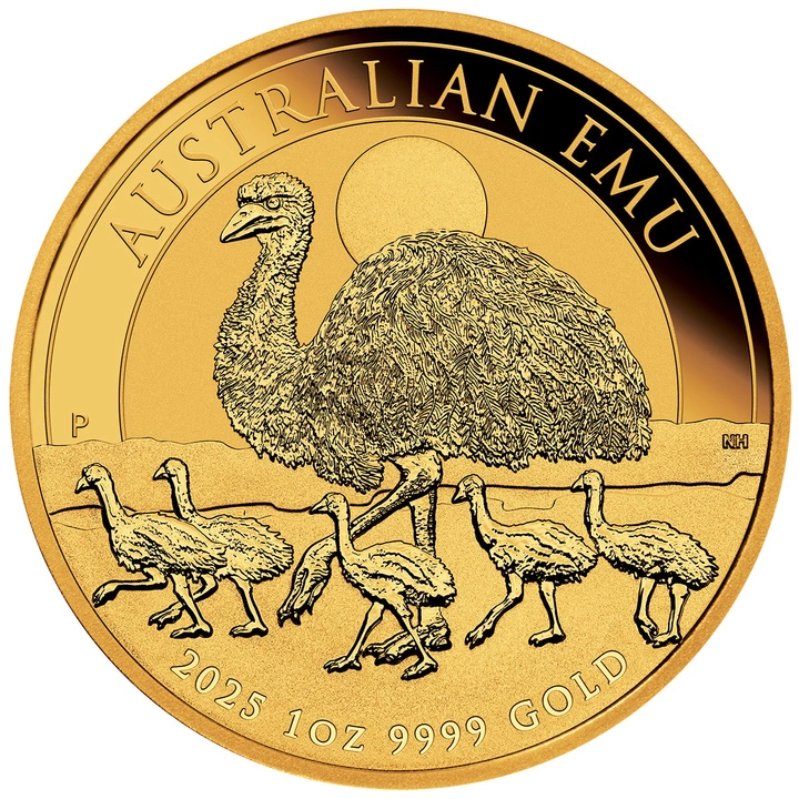 Australijski Emu 1 uncja Złota 2025 MS 70 NGC First Day of Issue