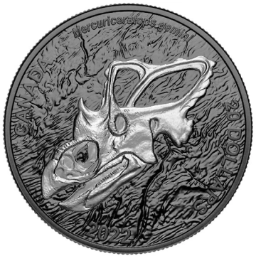 Canada: Discovering Dinosaurs - Mercury's Horned Face 1 uncja Srebra 2022 Proof