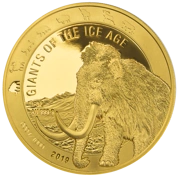 Ghana: Giants of the Ice Age - Mamut Włochaty 1 uncja Złota 2019 Proof