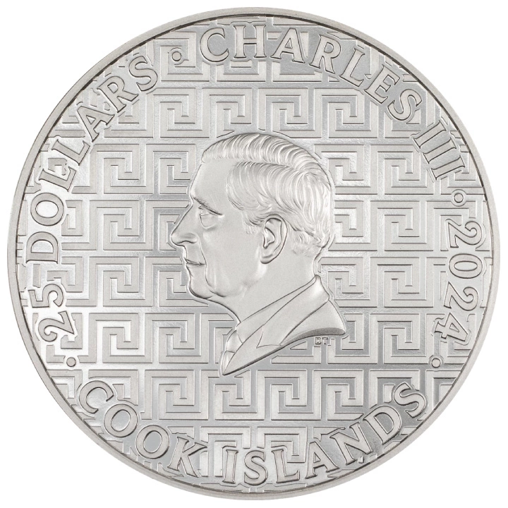 Cook Islands: Bucket List - Santorini kolorowany 5 uncji Srebra 2024 Proof