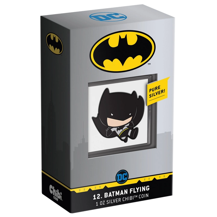 Niue: DC Comics - Batman Flying Chibi Coin kolorowany 1 uncja Srebra 2021 Proof