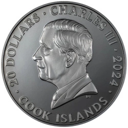 Cook Islands: Iron Maiden - Eddie kolorowany 3 uncje Srebra 2024 Black Proof