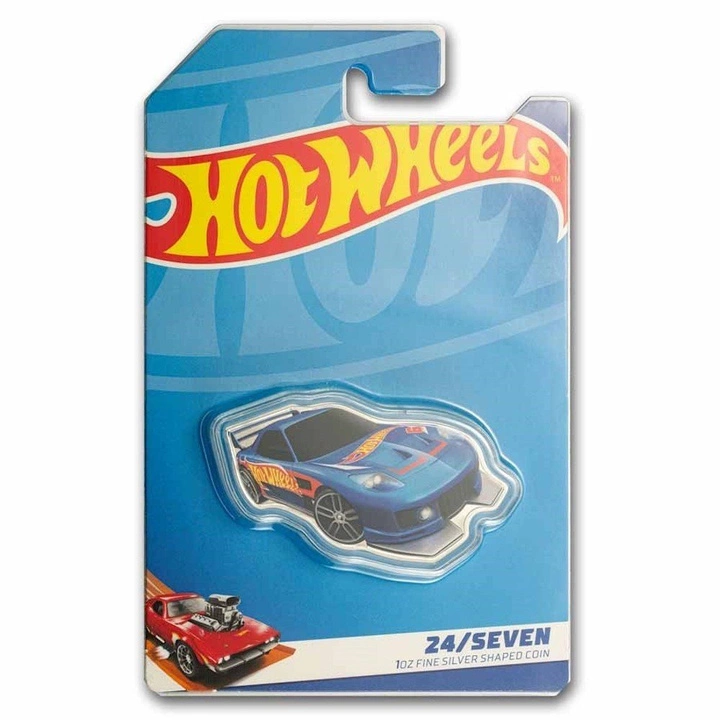 Wyspy Salomona: Hot Wheels 24/Seven kolorowana 1 uncja Srebra 2025 Proof Shaped Coin