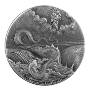 Niue: Biblical - Destruction of Leviathan 2 uncje Srebra 2020 Proof Antiqued Coin