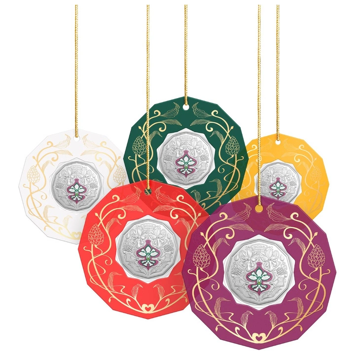 Christmas Decoration - Festive Floral kolorowany 50c Miedzionikiel 2026