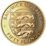 Bailiwick of Jersey: Wedding 25. rocznica ślubu Elżbiety II £50 Złoto 1972