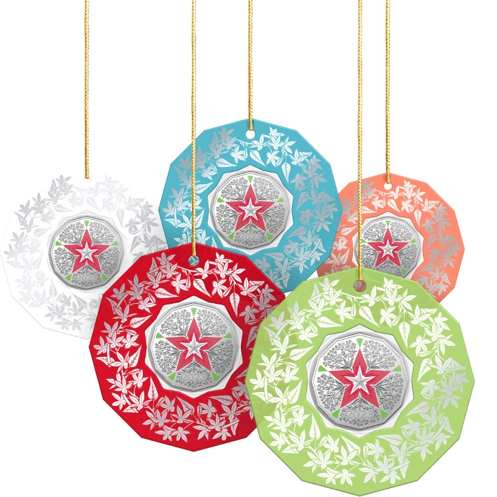 Christmas Decoration - Festive Floral kolorowany 50c Miedzionikiel 2023