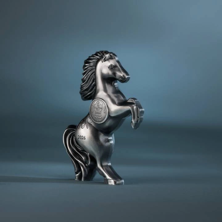 Mongolia: Year of the Horse 1 uncja Srebra 2026 Antiqued Coin
